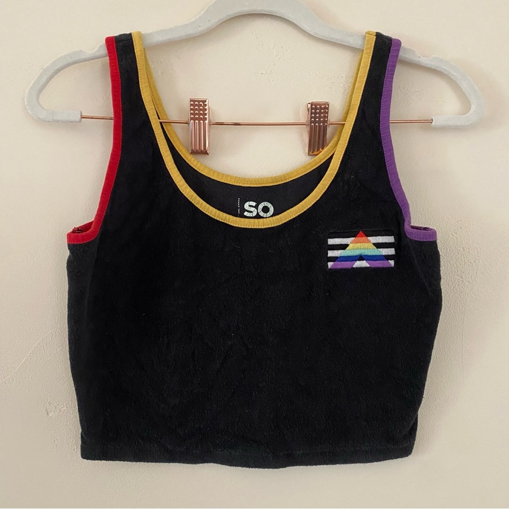 SO Black Crop Top with Rainbow Accents
